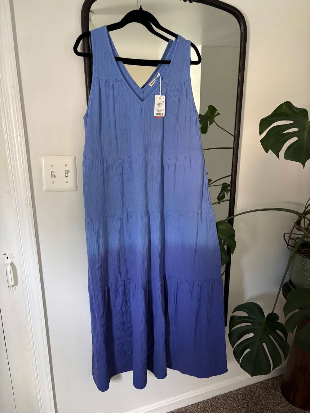 Marine Layer Corinne Blue Ombré Cotton Gauze Maxi Dress Size L - Picture 4 of 10